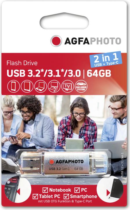 Actual product image AGFAPHOTO USB 3.0 2in1 64GB USB TypeC (64 GB)