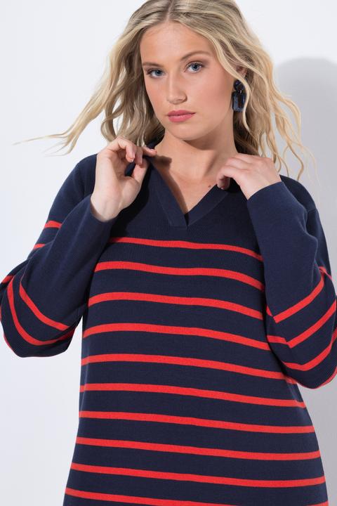 Actual product image Ulla Popken Breton Stripe Collared Knit Dress (54)