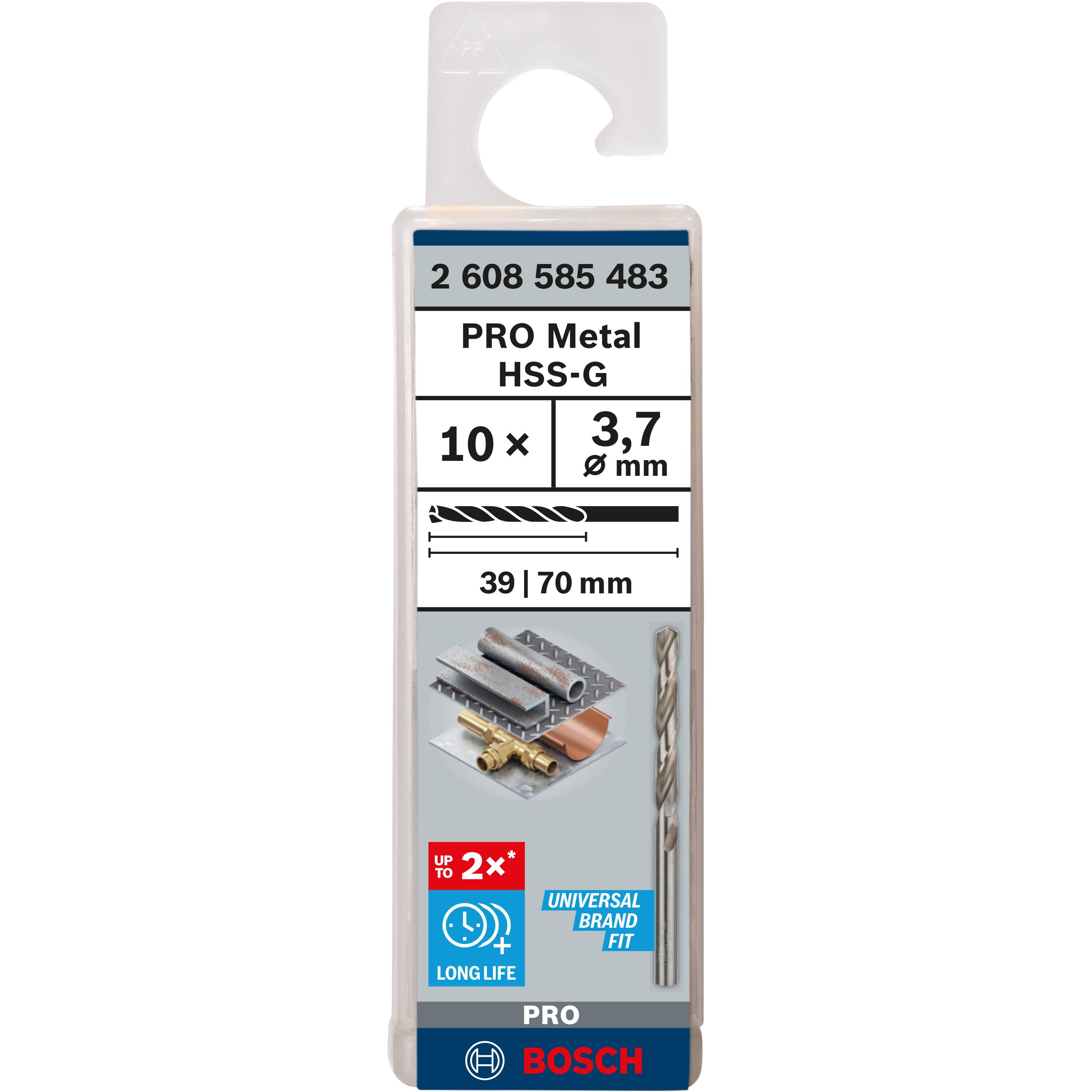 Thumbnail - Bosch Professional Zubehör, Bohrereinsatz, PRO Metal HSS-G Spiralbohrer, 3,7 x 39 x 70 mm (3.7 mm)