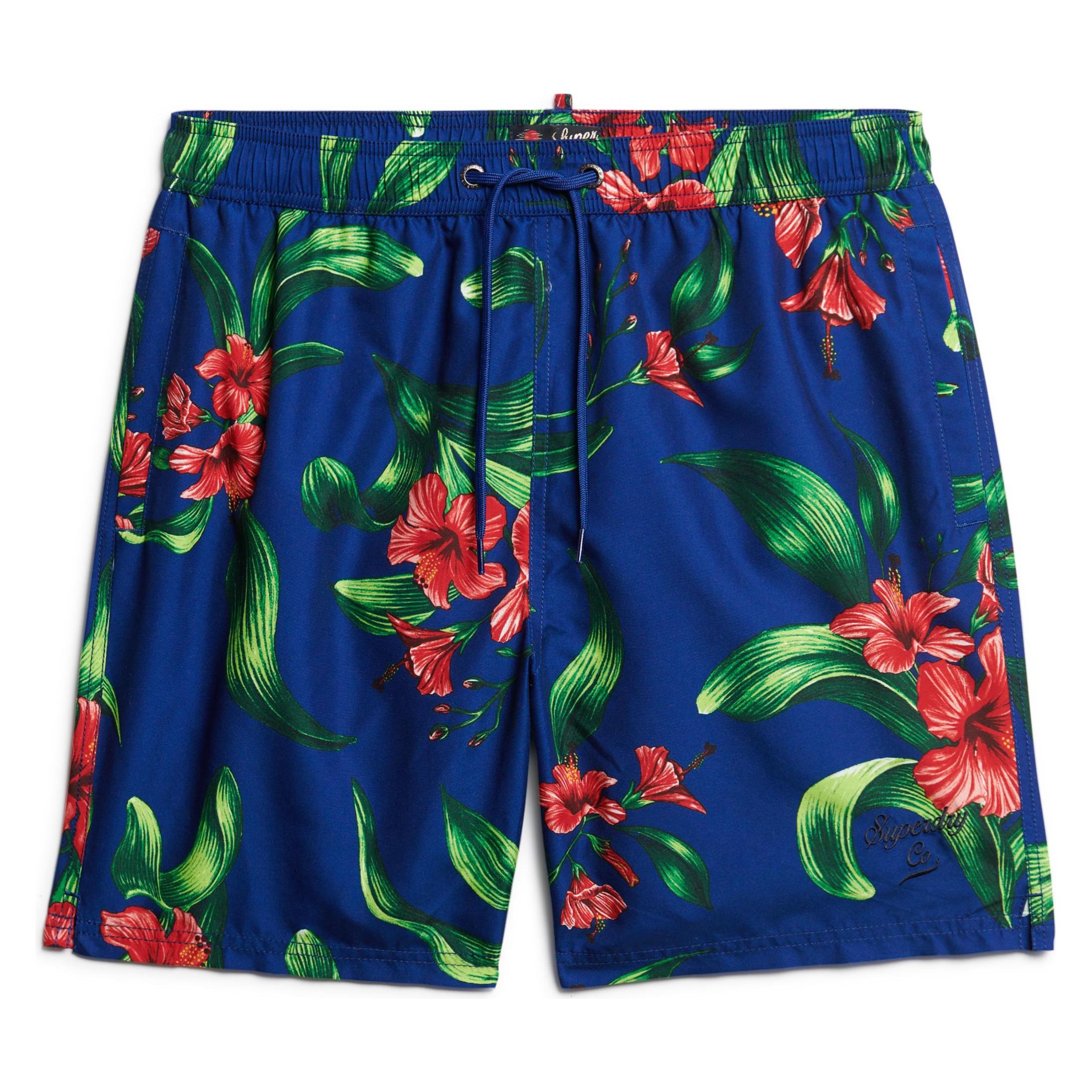 Superdry, Herren, Badehosen, 17" Badeshorts Aus Recyceltem Material Mit Hawaii-Print, Blau, (L)