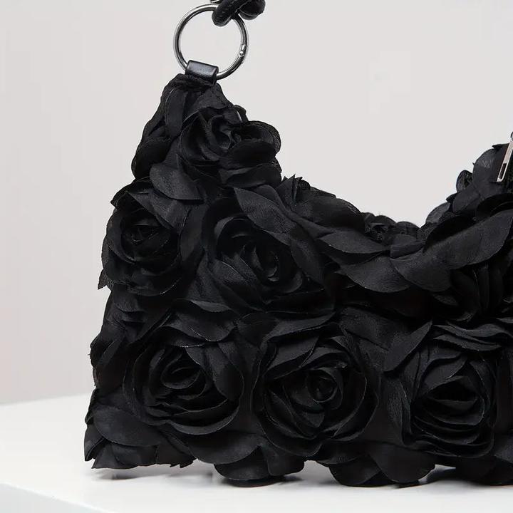 Produktbild Only-Bags.Store Elegante Rose Floral Umhängetasche - verstellbarer Riemen, Reissverschluss, Polyester, perfekt für