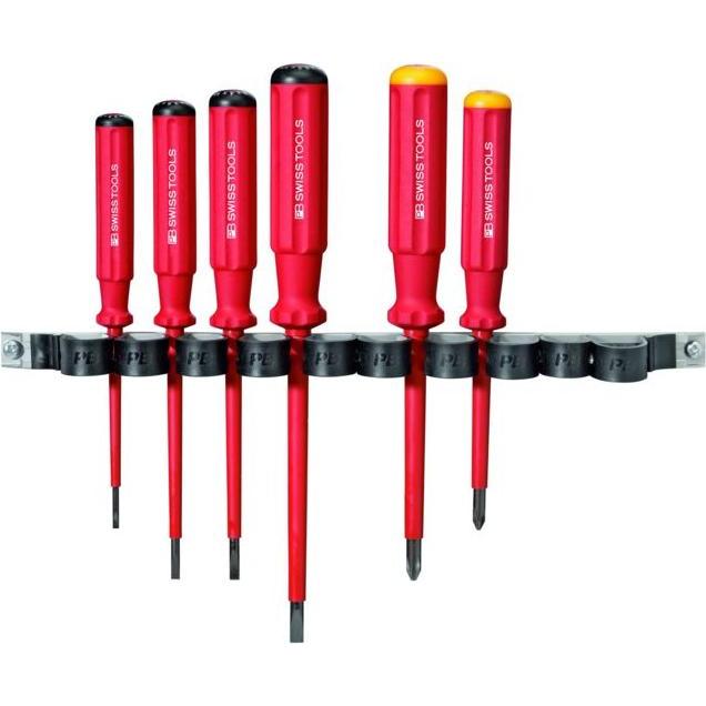 PB Swiss Tools, Schraubenzieher, Elektriker-Schraubendreher-Sortiment, 6-teilig für Schlitz und Phillips, vollisoliert