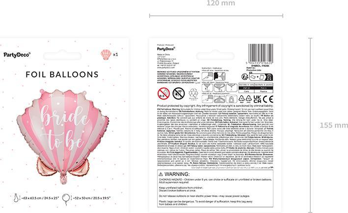 Actual product image Partydeco Foil balloon Seashell Bride to be, 52x50 cm, mix (1 pkt / 1 pc.) (1 x)