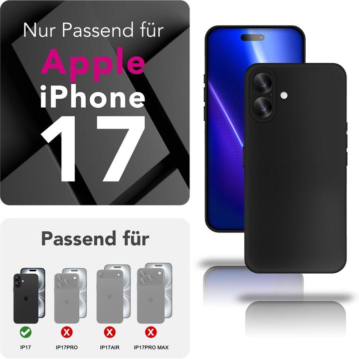 Produktbild Nalia Black Cover "Strider" - 1,28mm Dünne TPU Silikon Hülle Matt Schwarz Anti Flecken - Ultra Slim Case (Apple iPhone 17)