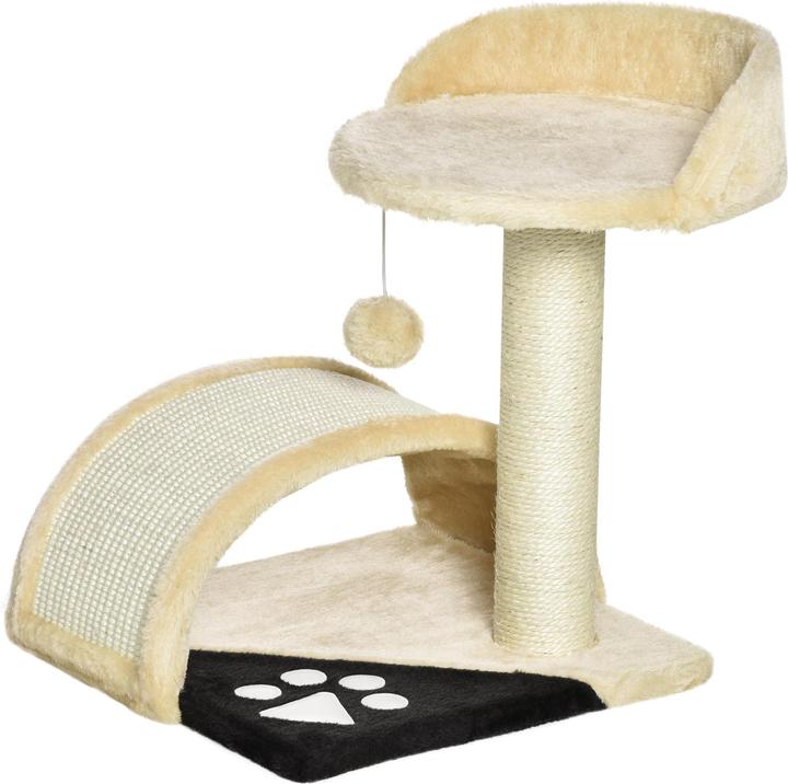 Immagine prodotto PawHut Albero per gatti con peluche (46 cm, Beige)