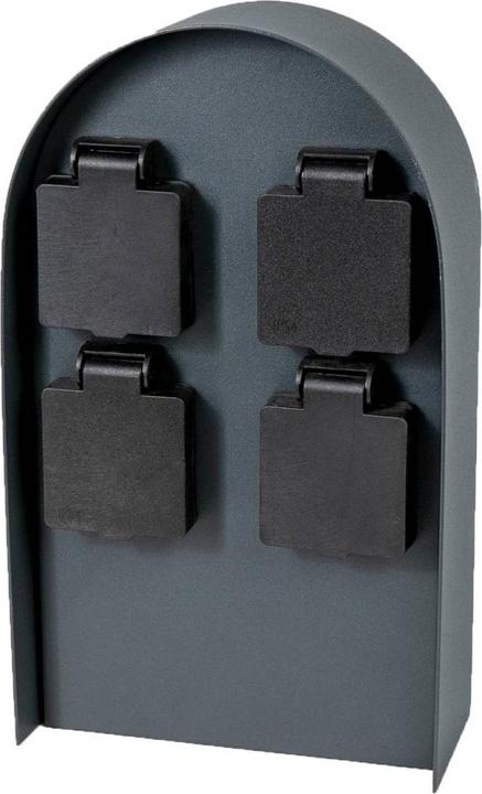 Grafner Colonne de prises Noir avec 4 prises extérieures Acier inoxydable Prise de jardin Colonne d'énergie