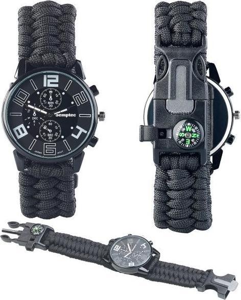 Actual product image Semptec 5-in-1 survival watch with para cord bracelet