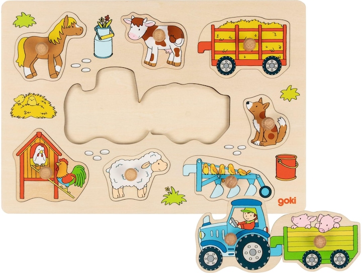 Goki Puzzle tracteur avec remorques (9 pièces)