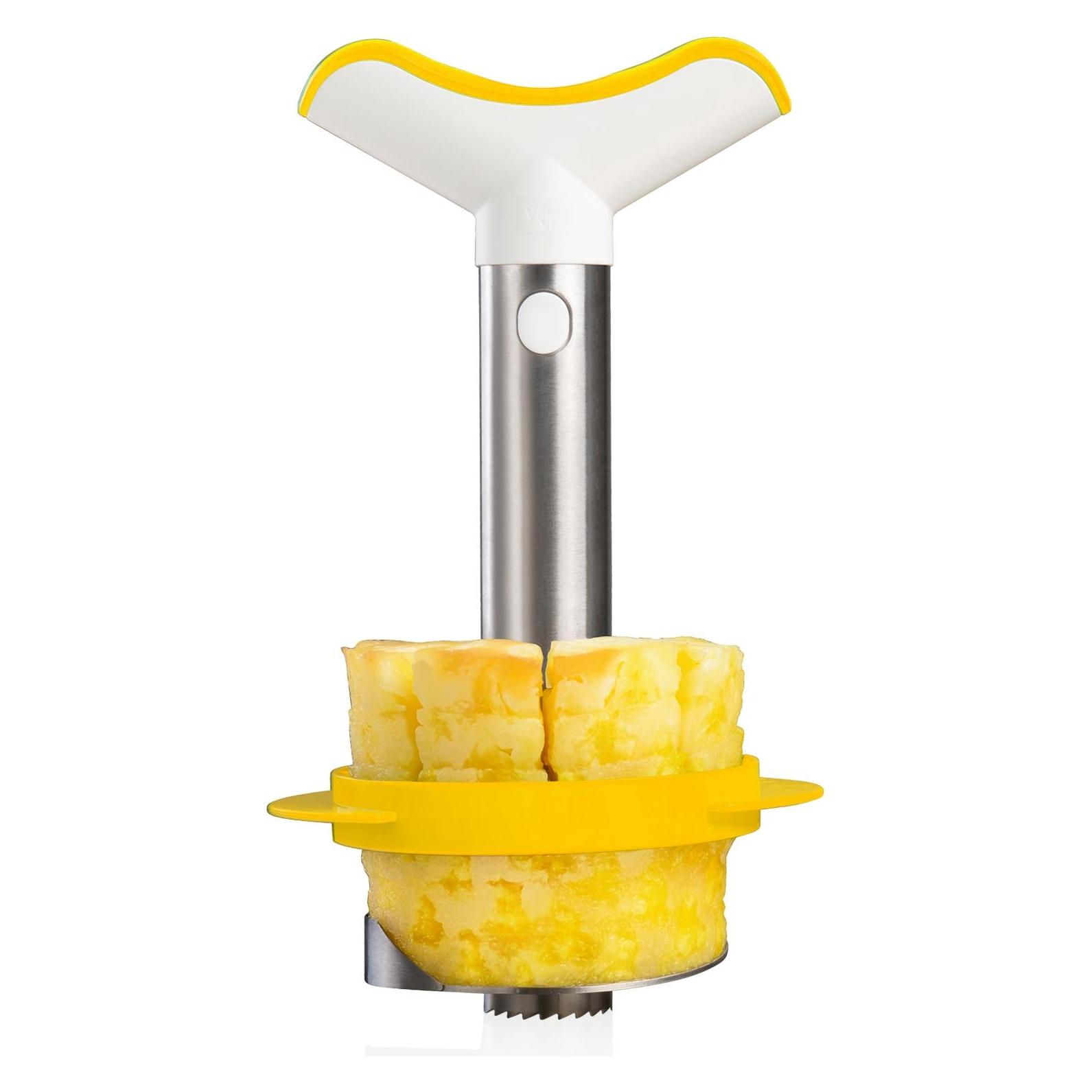 Vacu Vin Früchtemesser, Entsteiner, Wit, Geel, Zilver