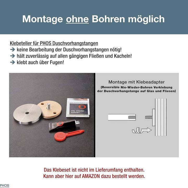 Produktbild Phos Gebogene Duschvorhangstange Ø12 mm
