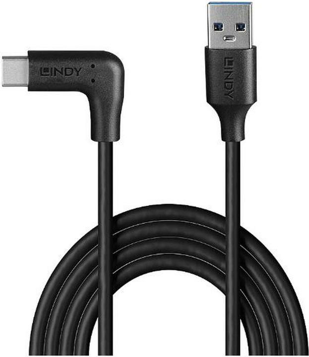 Actual product image Lindy 1m USB 3.2 type A to C cable 90° angled (32013) (1 m, USB 3.2 Gen 2, 15 W)