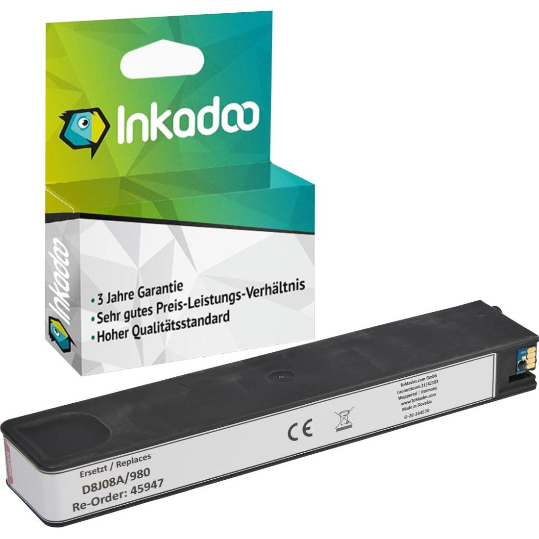 Inkadoo, Druckerpatrone, Druckerpatronen kompatibel zu HP D8J08A / 980 Tintenpatrone, magenta Magenta (M)
