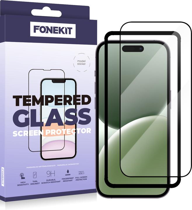 Actual product image FoneKit Full Cover Tempered Glass, iPhone 16 Pro (1 Piece, Apple iPhone 16 Pro)