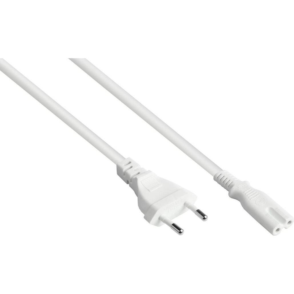 Varia SK0370-W075 - Euro-Netzkabel Euro-Stecker Typ C an C7/Euro 8 Buchse, weiss, 0,75mm², 7,5m, Cavo di alimentazione, Bianco