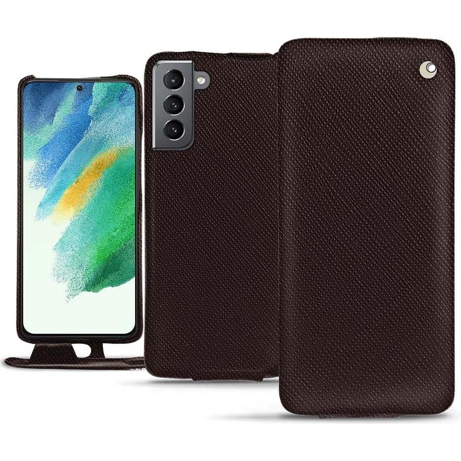 Noreve Lederschutzhülle vertikal (Samsung Galaxy S21 FE), Smartphone Hülle, Braun