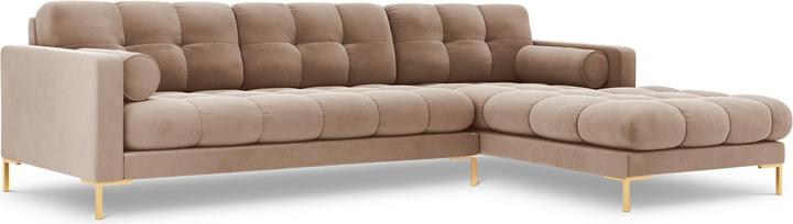 Actual product image Cosmopolitan Design Velvet Right Corner Sofa, "Bali", 5 Seats, Beige, 293x185x75 Made in Europe (Corner sofa)