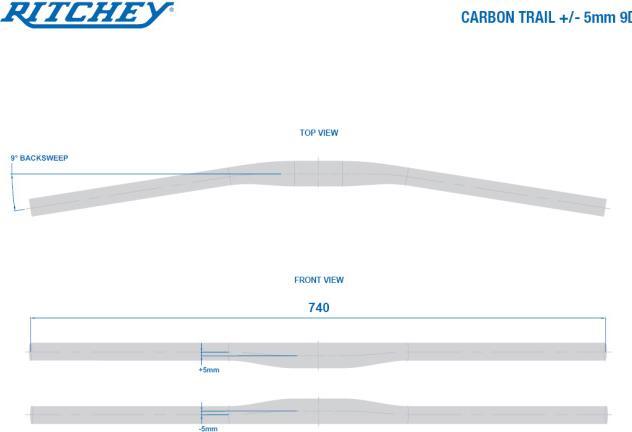 Actual product image Ritchey WCS Carbon Trail Flat 2X Handlebar Ø31.8 9° +/-5mm (31.80 mm)