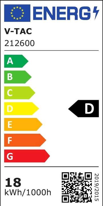 Energie-Label V-TAC VT2835 LED Streifen SMD2835 238 LEDs 24V IP20 4000K 135 lmW 5m (Neutralweiss, 500 cm, Indoor)