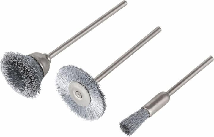 wolfcraft 1 steel wire mini brush set 3 pcs.