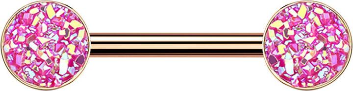 Produktbild Star Piercing Barbell rosegold mit Druse Stein pink (ohne Messing, Chirurgenstahl 316L)