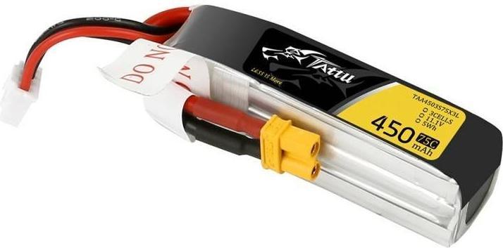 Produktbild Tattu Akumulator 450mAh 11,1V 75C 3S1P Long (11.10 V, 450 mAh)