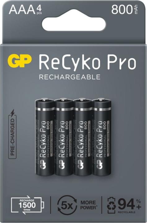 GP Batteries GP Nab??jec?? bat. ReCyko Pro AAA (HR03) - 4ks (4 Stk., Gerätespezifisch, 800 mAh)