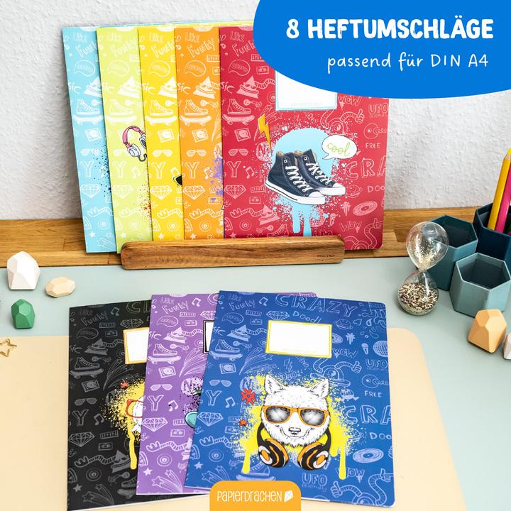 Produktbild Papierdrachen 8 Papierheftumschläge A4 Graffiti - Set 18 (A4)