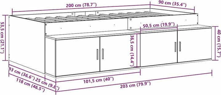 Produktbild vidaXL Bettrahmen (90 x 200 cm)