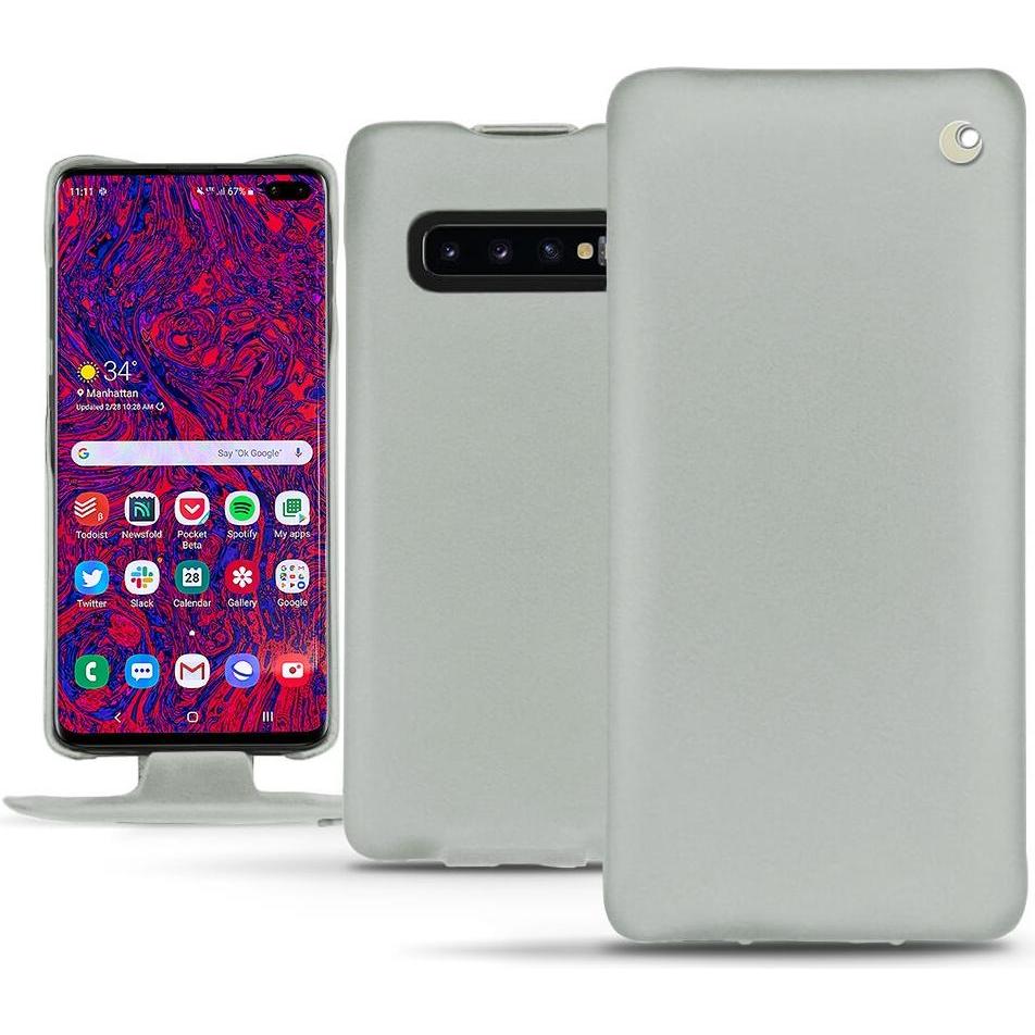 Noreve Lederschutzhülle vertikal (Samsung Galaxy S10 5G), Smartphone Hülle, Grau