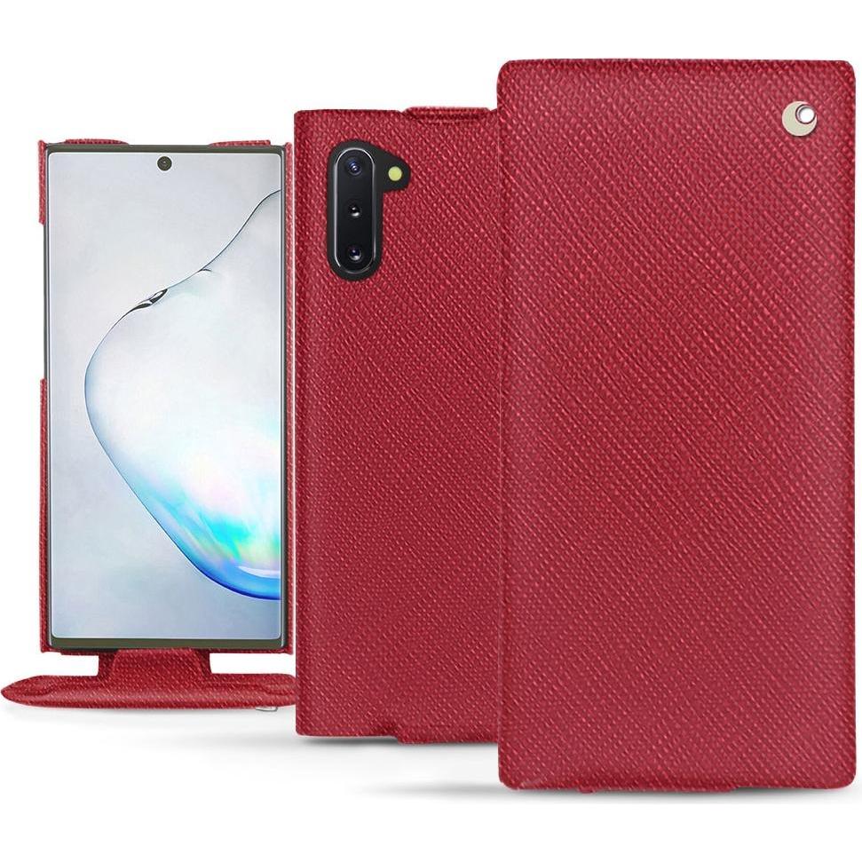 Noreve Lederschutzhülle vertikal (Samsung Galaxy Note 10), Smartphone Hülle, Rot