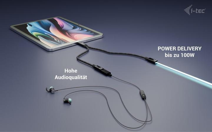 Produktbild i-tec USB-C Cable Splitter Audio/Data + Power Delivery 100W (0.30 m, USB 2.0, 100 W)