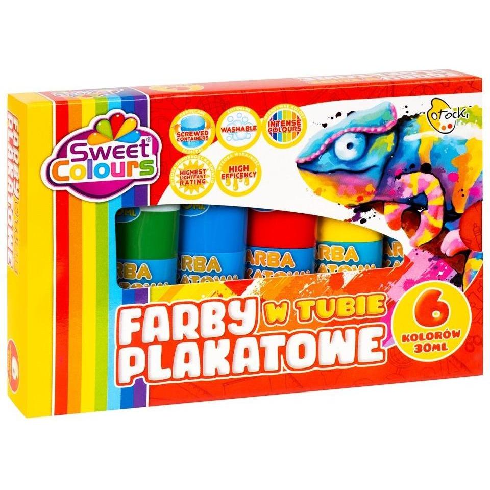Sweet Colours, Colore + Vernice per fai da te, Plakatfarben in einer Tube mit 6 Farben, 30 ml (30 ml)