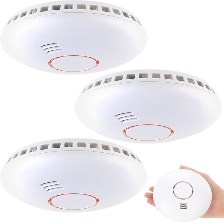 VisorTech Détecteur de chaleur et de fumée sans fil interconnectable RWM-460.f, 85 dB, lot de 3