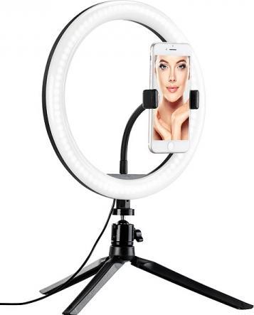 Produktbild Somikon Profi LED-Ringlicht, Ø26 cm, dimmbar, Fernauslöser & Smartphone-Halter