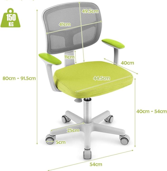 Immagine prodotto Milkii Kinderbürostuhl Ergo, Mesh Grün