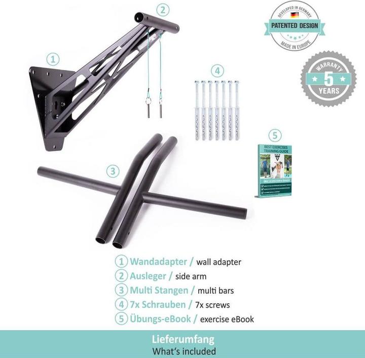 Actual product image Pullup & Dip Klimmzugstange und Dip Stange fr Wandmontage an Innen- und Auenwand, weltweit einzigartig