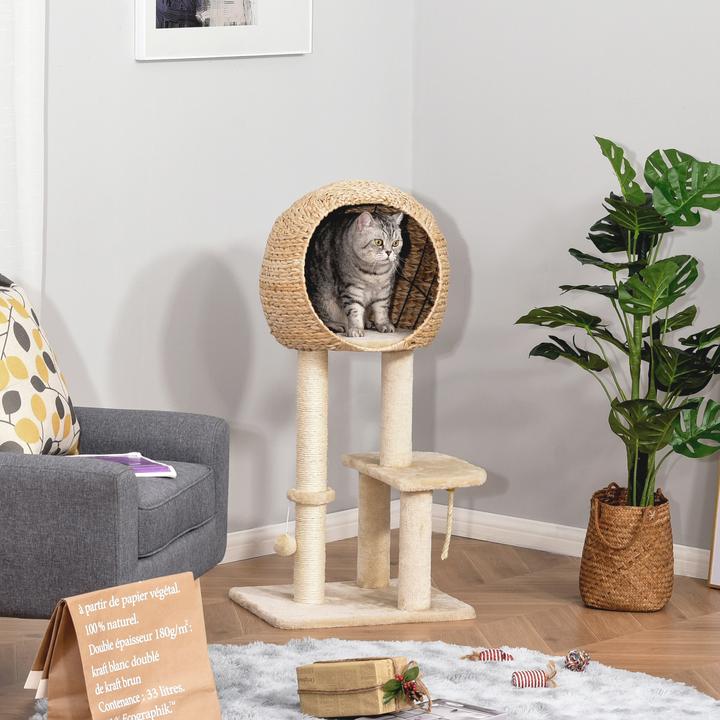 Actual product image PawHut Cat tree with cave (100 cm, Beige)