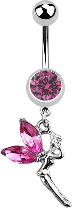 Immagine prodotto Star Piercing Banana in argento con ciondolo a forma di fata e ali di cristallo rosa (senza ottone, Acciaio chirurgico 316L)