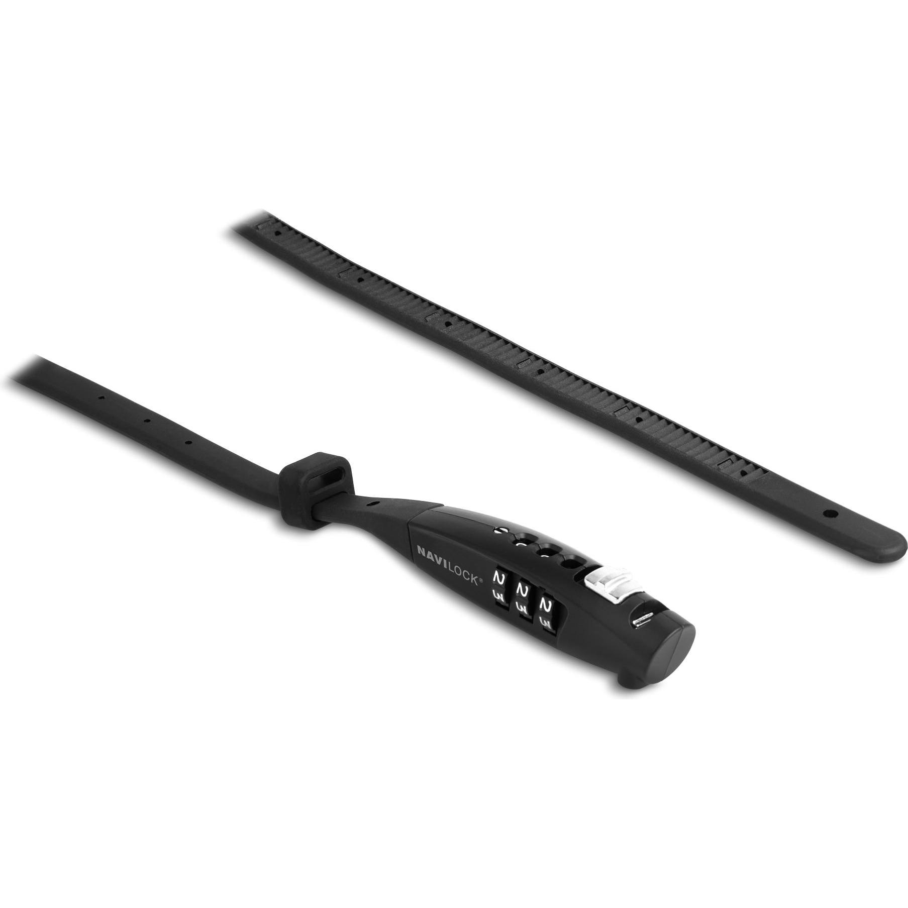Thumbnail - Navilock 20930 Universal Sicherungskabelbinder Zahlenschloss, Notebook Security, Schwarz