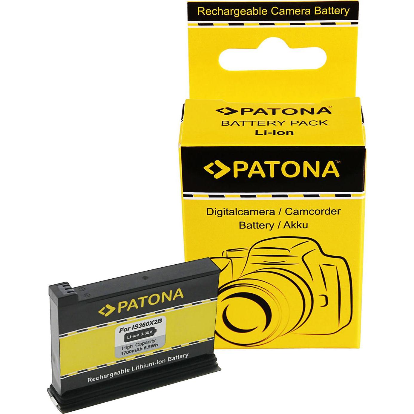 Patona Batteria Insta 360 ONE X2 (Batteria della fotocamera), Alimentatore fotocamera, Nero