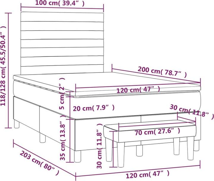 Immagine prodotto vidaXL Boxspringbett (120 x 200 cm)