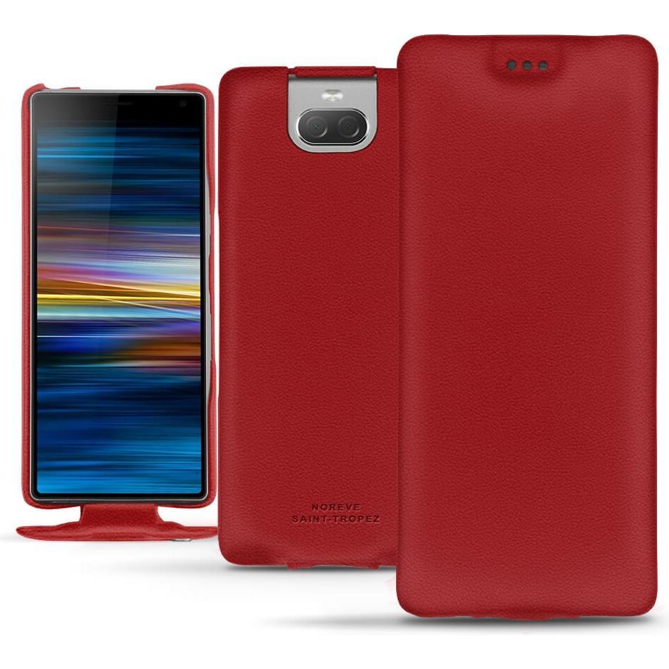 Noreve Lederschutzhülle vertikal (Sony Xperia 10 Plus), Smartphone Hülle, Rot