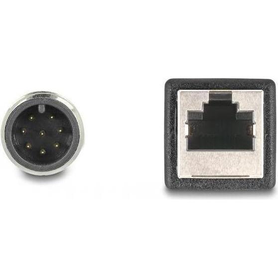Thumbnail - Delock M12 Adapterkabel A-kodiert 8 Pin Stecker zu RJ45 Buchse 50 cm (S/FTP, CAT6a, 0.50 m), Netzwerkkabel