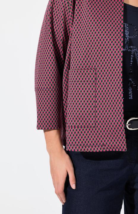 Produktbild Ulla Popken Jacquard-Jacke, offene Form, Rundhals, 3/4-Arm (58)