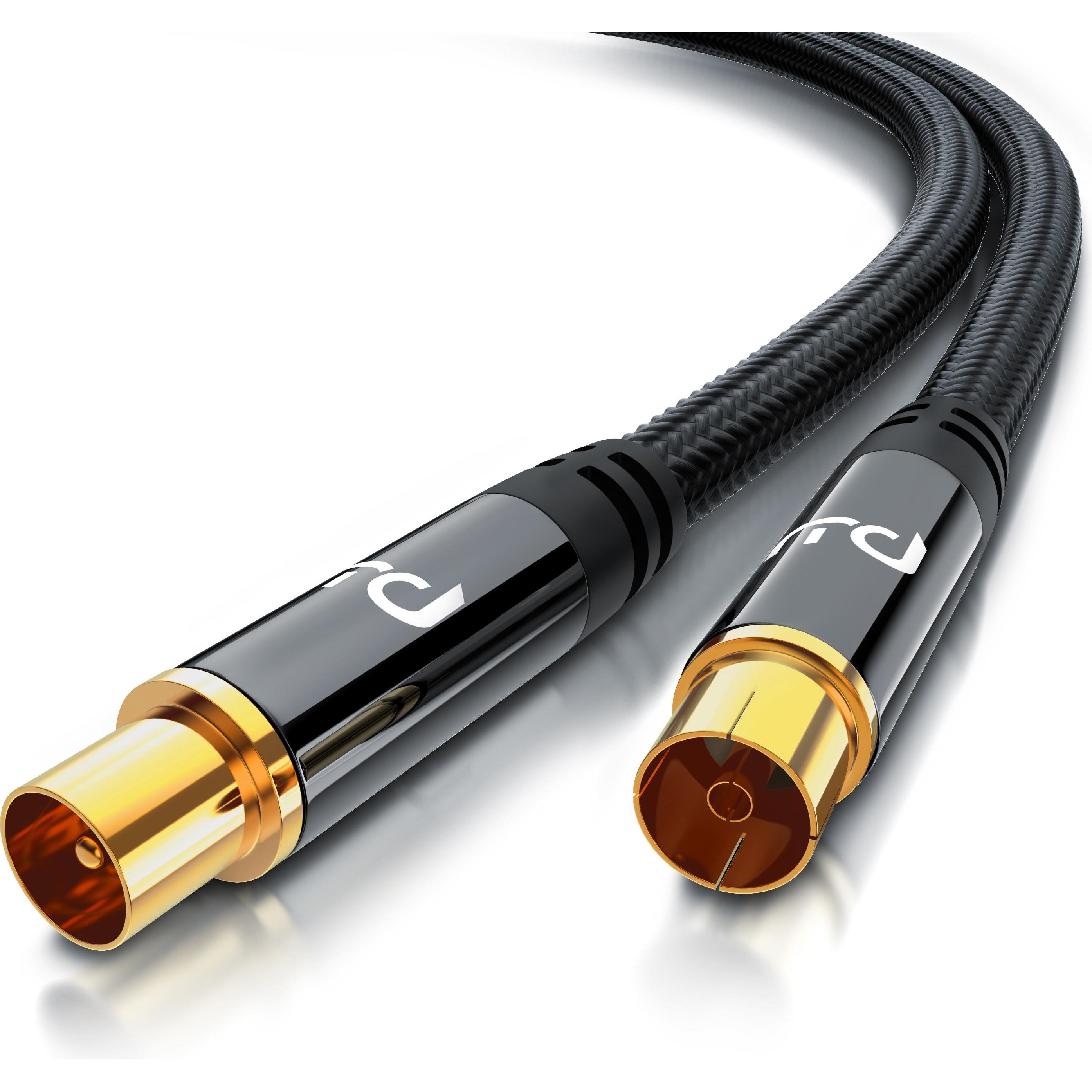 Thumbnail - Primewire HDTV Antennenkabel mit Braiding, Premium Koaxialkabel 75 Ohm / 135 dB, TV Kabel, 4K HDTV, DVB-T DAB (135 dB, A...