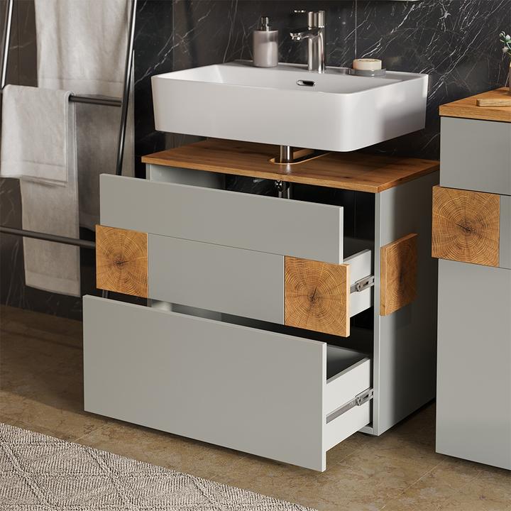 Produktbild Vicco Waschbeckenunterschrank Eden, Grau/Artisan, 70 x 64.5 cm mit 2 Schubladen (70 x 37 x 64.50 cm)