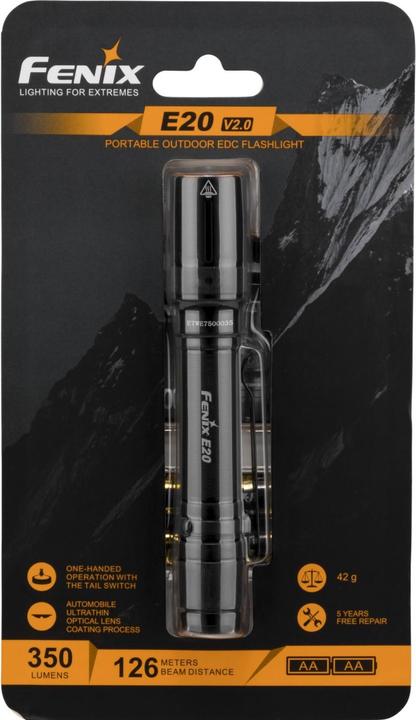 Actual product image Fenix LED Flashlight E20 V2.0 (12.70 cm, 350 lm)