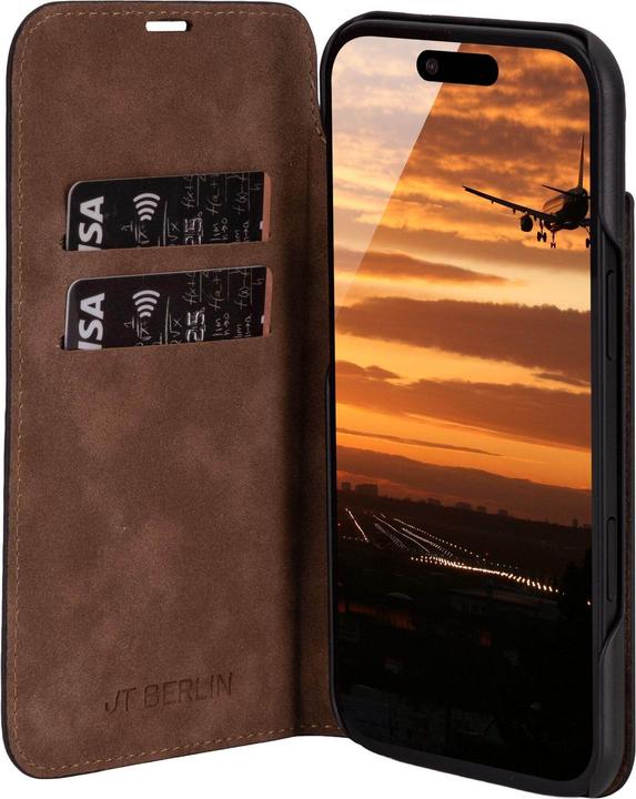 Produktbild JT Berlin Echtleder BookCase Tegel für Apple iPhone 17 Air schwarz (Apple iPhone 17, Apple iPhone Air)