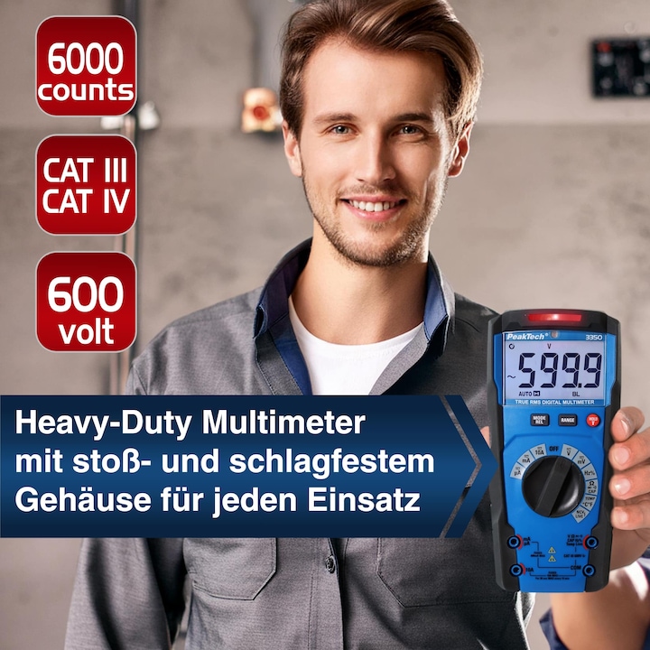 Image du produit Peaktech P 3350 Multimètre numérique True RMS (CAT III 600V)