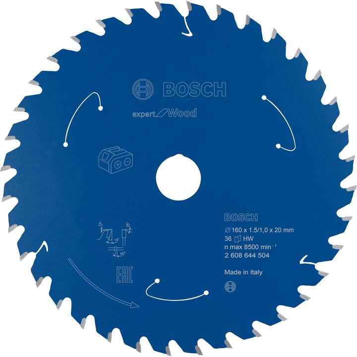Image du produit Bosch Professional Zubehör Lame de scie circulaire sans fil Expert for Wood, 160 x 1,5/1 x 20, 36 dents